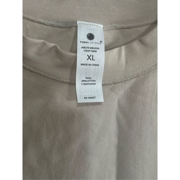 Women’s NWT Yogalicious Tan Airlite Melissa Crop Tank Top Size XL - Picture 4 of 5